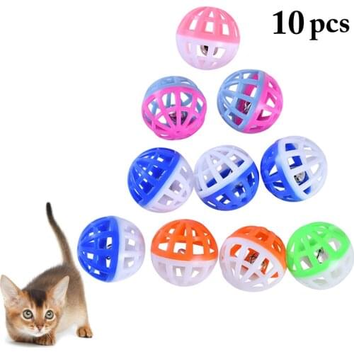2019 New 10pcs Pet Cat Toy Colorful Handmade Bells Bouncy Ball Cat Interactive Toy Training Playing Toys Pet Supplies