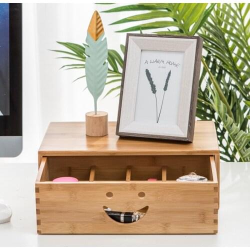 Smile Office Computer Bamboo Rack Pad High Desktop Storage Rack Display Screen Shelf Multi Storage Box Small Furniture