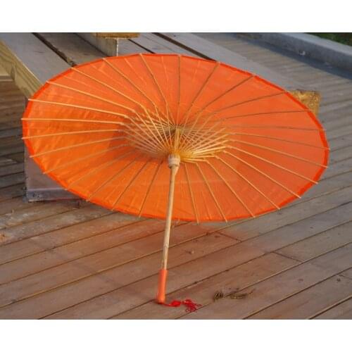 Orange Plain Fabric Bamboo Parasol/Umbrella Great For Wedding Party Favor