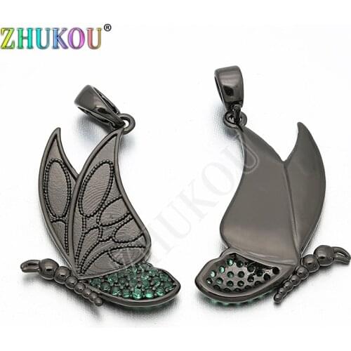 16*28mm Brass Cubic Zirconia Butterfly Charms Pendants DIY Jewelry Findings Accessories, Hole: 2.5mm, Model: VD215
