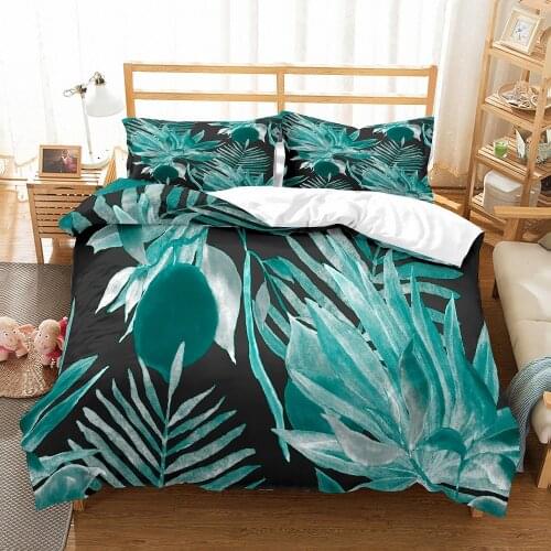 Tropical Rain Forest Bedding Natural Landscape Duvet Cover King Full Queen Size Green Palm Leaf Home Bed Linen Cover
