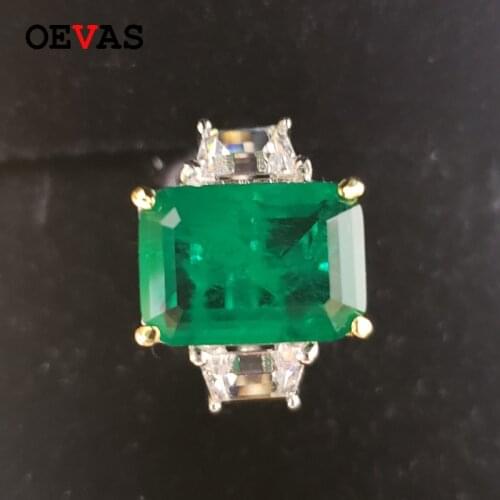 OEVAS Solid 925 Sterling Silver Wedding Rings ForWomen Created Moissanite Emerald Gemstone Diamonds Party Fine Jewelry Wholesale