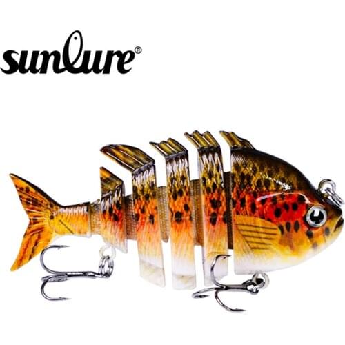 SUNLURE 6 Sections Fishing Lure 0.501oz-14.21g/8cm-3.15" Swimbait Fishing bait 8# Black Hook Fishing Tackle