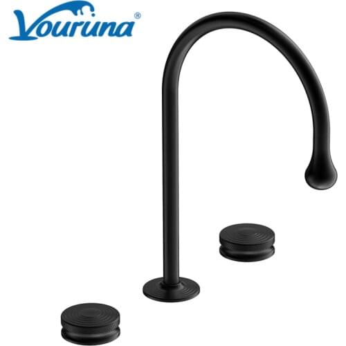 VOURUNA Luxurious 3-holes Wash Basin Mixer Water Tap 8 Inch Widespread Bathroom Faucet