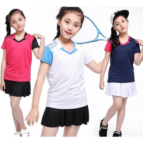 Table tennis sportswear,Kid Girl Skirts tenis masculino,polyester fast dry table tennis shirts,Kid badminton Suit,sports T shirt