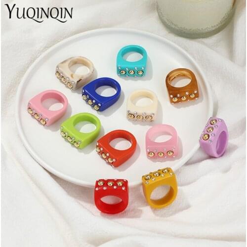 Rhinestone Punk Finger Rings for Teen Girls Vintage Accessories Korea Elegant Ladies Rings for Women Jewelry Minimalist Crystal