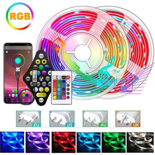 LED Light Strips 5050 RGB Warm White 4 in 1 Bluetooth Compatible Controller BackLight Lamp Night Light Tape Decoration For Room