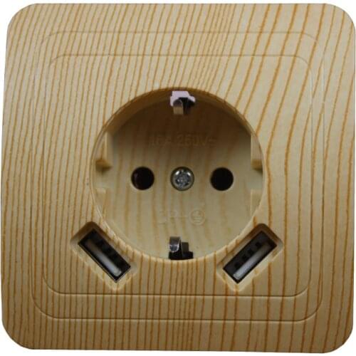 USB Wall Socket charger Free shipping Double USB Port 5V 2A usb wall outlet wood tree color high quality white color LBW-02