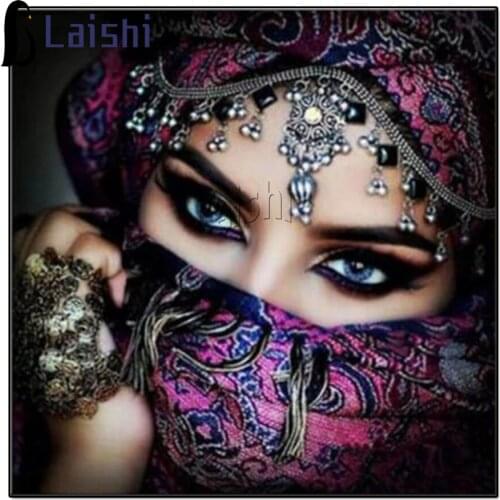 Daimond Painting Indian woman Cross-stitch Mysterious veiled Woman 3D Diamond Mosaic Full Round Rhinestones Paintings Embroidery