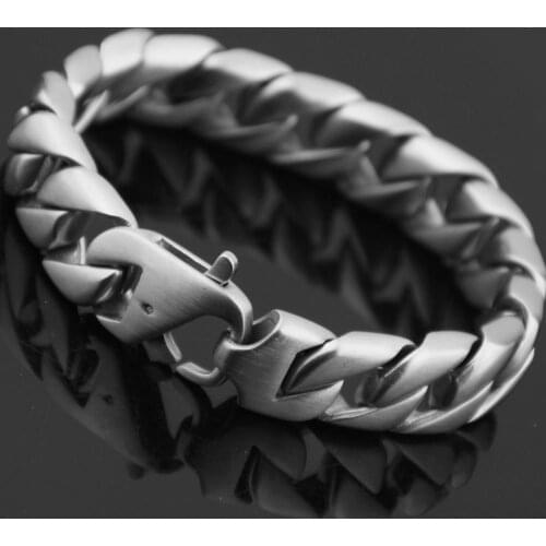 High Quality 316 Stainless Steel 15mm Cuban Bracelet Bangle Mens Heavy Chunky Link Chain Bracelet Fashion Jewelry Gifts
