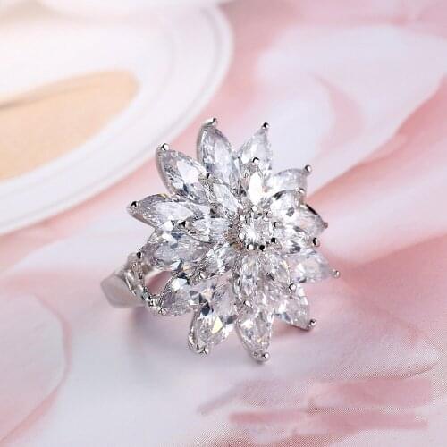 Yunkingdom Engagement Ring for Women Wedding Band Zircon Gold Color zircon crystal Rings for Women Gold Color