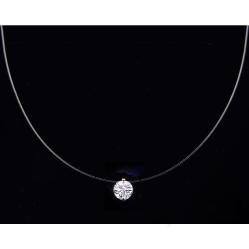 Fashion Silver Color Crystal Femme Transparent Fishing Line Necklace Chain Necklace Women Rhinestone Choker Necklace Collier