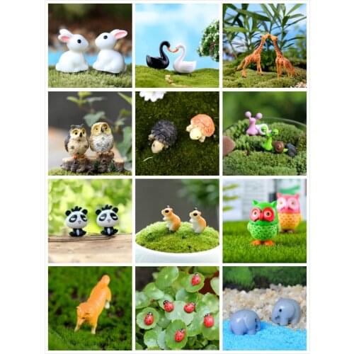 1/2/10pcs Animals Miniatures Figurines Ladybird Snail Owl Tortoise Dogs Resin Craft Dollhouse Bonsai Decor Terrarium Decoracion