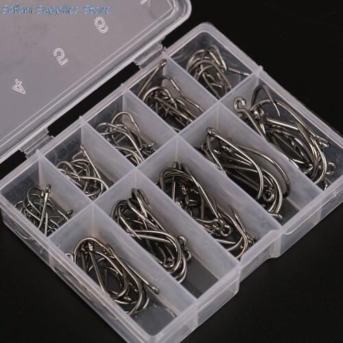 100pcs/Set MixedHigh Carbon Steel Carp Fishing Hooks Pack With Hole With Retail Original Box Jigging Bait Accessories