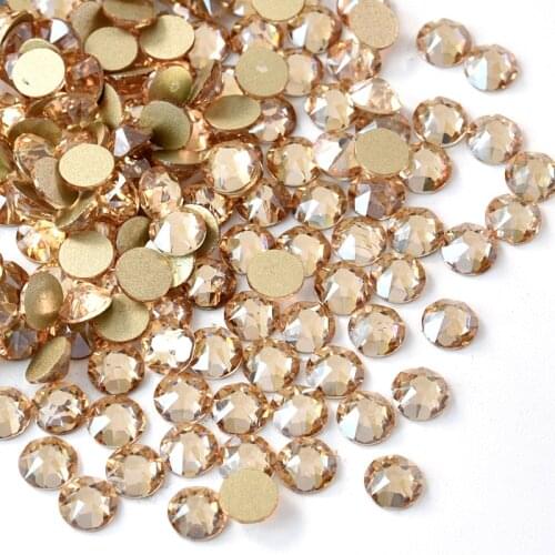 2088 Top Quality Golden Champagne Non Hot Fix Rhinestones Glue On Flatback Nail Art Rhinestones for DIY Nail Decoration B1193