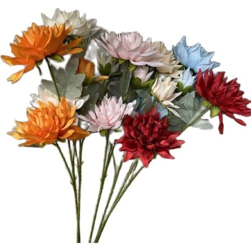 5Pcs Artificial Dahlia Branch Faux Snowdrop Flower Snow Lotus Herb Silk Adonis Flower Stem for Wedding Home Floral Decoration