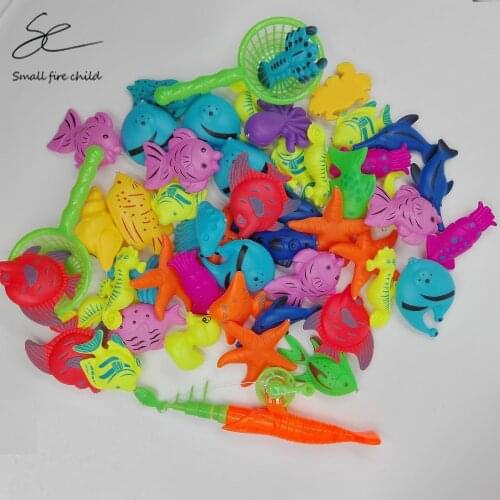 50pcs/Set New Fish Pond Game Magnetic Fishing Pole Rod 3D Fish Model Baby Bath Toys Outdoor Fun Kids Toy for children