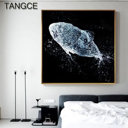 Abstract Black and White Crystal Horse Swan Whale Canvas Art Painting Animal Poster Print For Living Room Modern Wall Art Decor