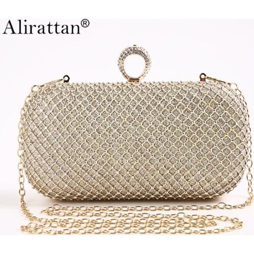 Alirattan New Trend Hollow Out Diamond Evening Clutch Bag For Women 2021 Fashion Design Chain Shoulder Crossbody Party Bag Purse