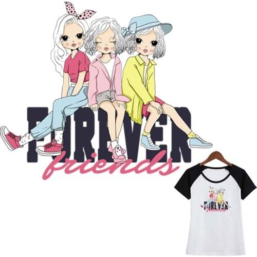 Girl Friends Appliques On Clothes Garment Washable Heat Print On T-Shirt Dresses Sweater Diy Parches Stickers On Clothes