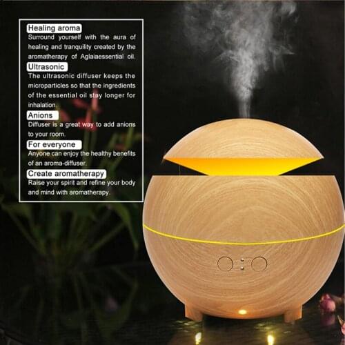 Aroma diffuser air humidifier 600ML ultrasonic oil diffuser wood grain white For Bedroom Living Room Air-conditioned room