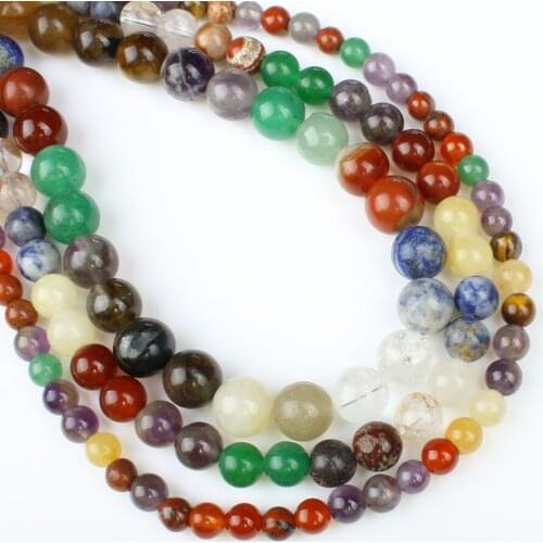 6-10mm Natural Semi-precious Colored Bead stone loose beads Beadwork Bracelet Necklace Chain DIY Jewelry Making Accessories B86