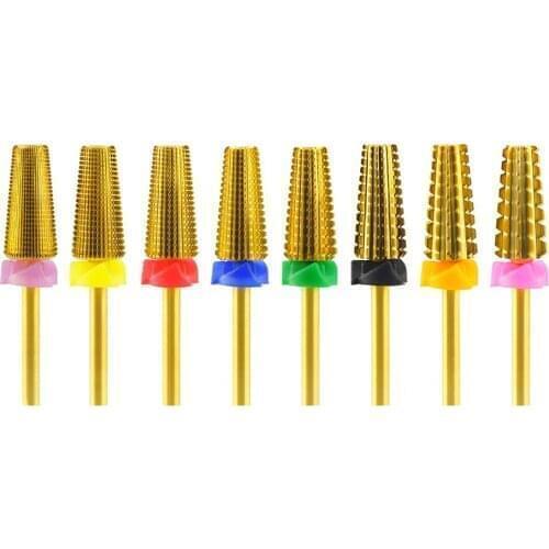 Fast Shipping!High Quality 10pcs/lot Carbide Nail Drill Bit 5 in 1 Tapered Drills Milling Cutter for Manicure Remove Gel Acylics
