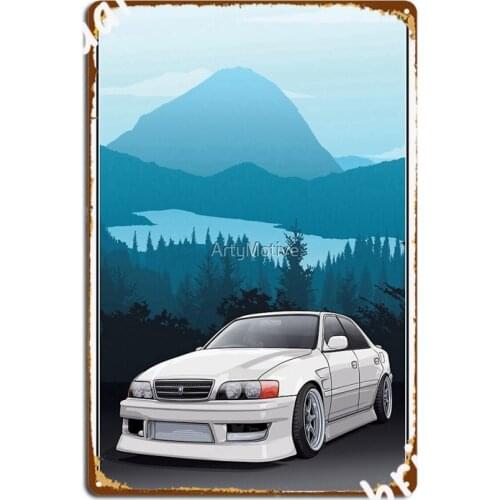 Chaser Jzx100 With Mountains Background Metal Signs Wall Wall Decor Wall Cave Vintage Tin sign Posters
