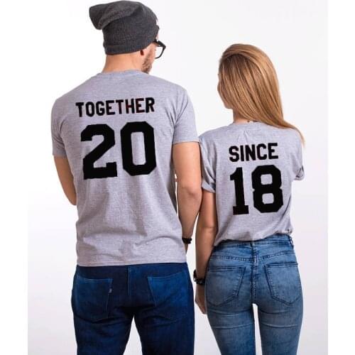 Together Since Couples T-Shirt Together 20 Since 18 Tumblr Couples Letter t shirt Gifr of her Wedding couple tops popular tee