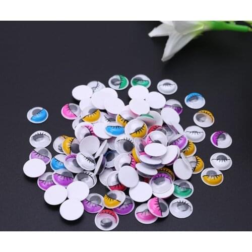 100pcs Mixed Color Self Adhesive Eyes with Eyelashes for Doll Bear Stuffed Toy DIY Craft 6mm/8mm/10mm/12mm/18mm/20mm