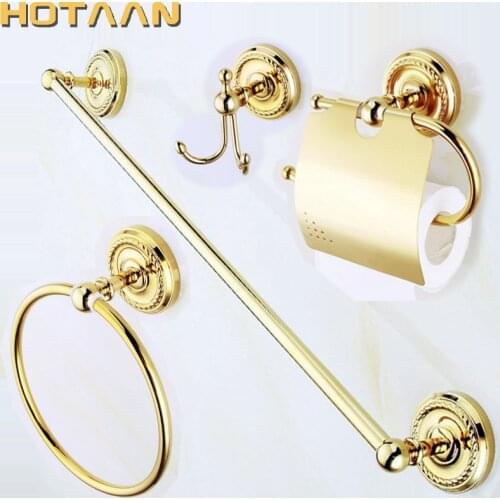 HOTAAN Free shipping,brand new gold brass Bathroom Accessories Set,Robe hook,Paper Holder,Towel Bar,bathroom sets,HT-812200G-A