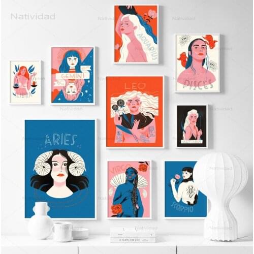 Illustration Fashion Abstract Girl Flower Wall Art Canvas Painting Nordic Posters and Prints Wall Pictures for Living Room Decor