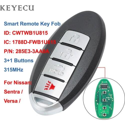 Keyecu CWTWB1U815 Smart Car Remote Key Fob 4 Buttons 315MHz for Nissan Sentra Versa 2013 2014 2015 2016