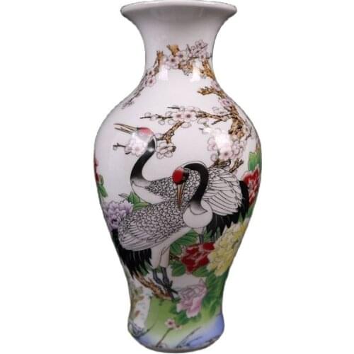 China Jingdezhen Porcelain Famille-Colored Fushou Pattern Vase