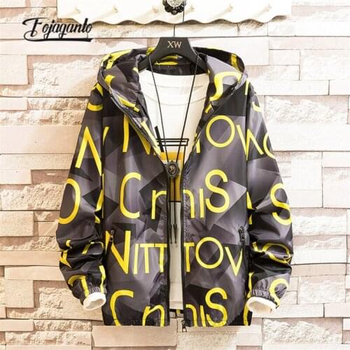 FOJAGANTO Men Fashion Streetwear Letter Printed Jacket Men High Quality Spring Autumn Casual Loose Jackets Coats Large Size 5XL