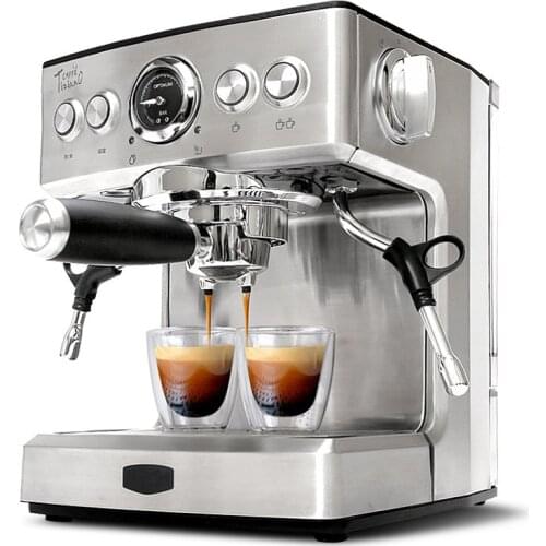 19 Bar Household coffee machine Pressure gauge Commercial semi-automatic espresso stainless steel body steam foam coffee maker