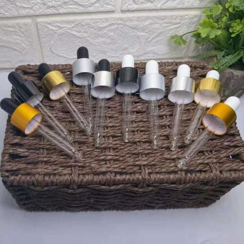 In stock 18/410 shiny silver smooth glass pipette aluminum dropper