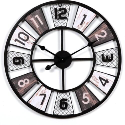 Large Size Metal Wall Clock European Retro Modern Design Living Room Vintage Retro Iron Art Clocks Wall Watch Home Decor 60 CM
