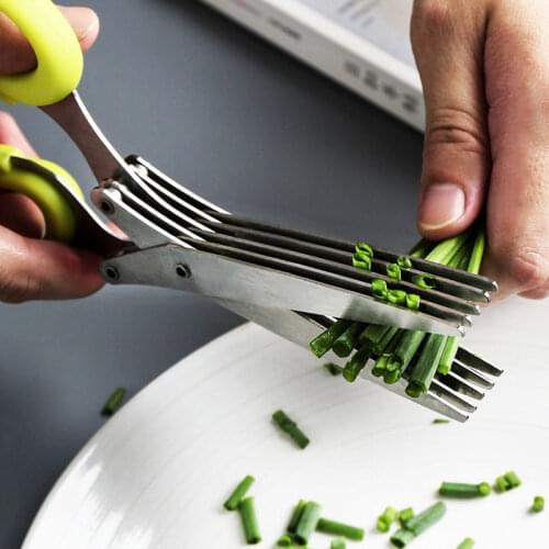 Multifunctional Muti Layers Knives Kitchen Scissors Scallion Cutter Herb Laver Spices Cook Tools Chive Cut Slicer Shredded