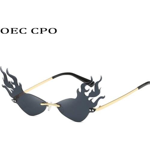 Fashion triangle cat eye flame models sunglasses women tide cool sunglasses man street shooting concave modeling glasses очки