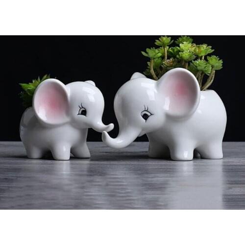Cartoon Ceramics Flower pot Cute Elephant Animal Mini Flowerpot Desktop Ornaments Outdoor Home Accessories Potted plants Pottery