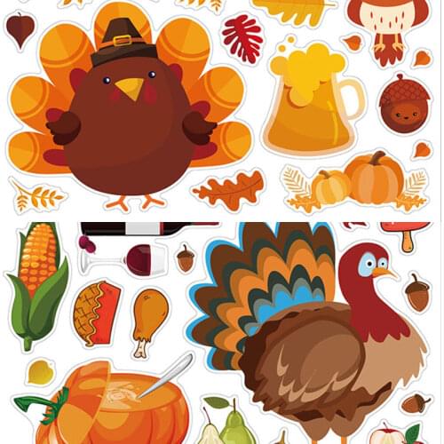 Window Wall Sticker DIY Home Decor Double Side Printing No Glue Autumn Maple Leaves Wall Art PVC Sticker Decals for Glass Door