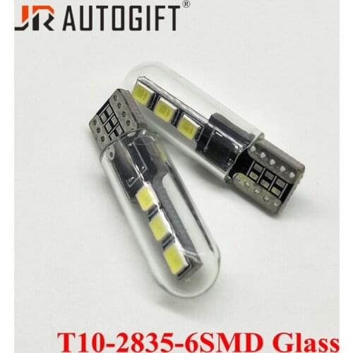 Whoelsale 500PCS T10 W5W Glass Shell Car Led Light 2835 6SMD White 6000k Auto Car Reading Dome Bulb Lamp car-styling DC12V