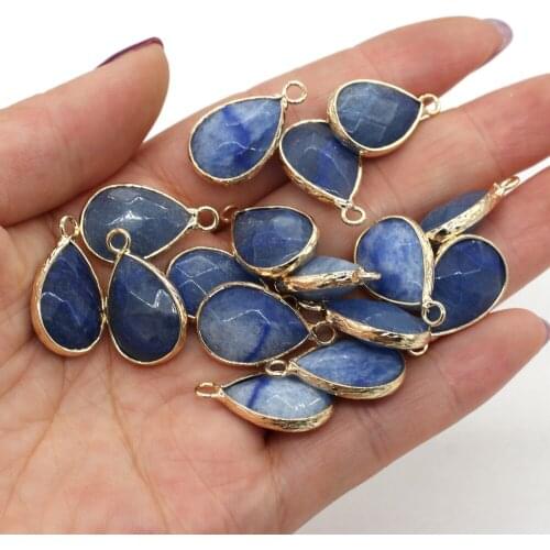 2Pcs Natural Stone Pendant Section Blue Aventurine Jades For Jewelry Making Charms DIY Necklace Bracelet Anklet Accessory