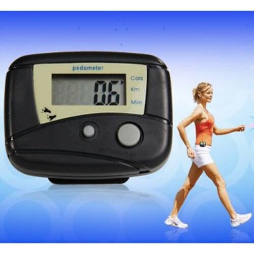 Portable Multi-functional LCD Display Digital Pedometer Steps Walking Distance Calorie (Black)
