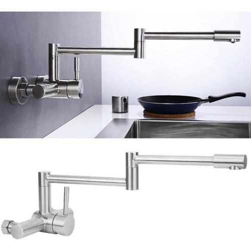 Stainless Steel Lifting Type Mixing Water Tap Wall Mounted Sink Faucet Hold Cold Space Saving Mixing Water Folding Faucet