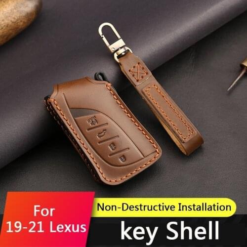 TAJIAN Remote 4 Buttons Car Key Leather Case Keychain Cover Protection Key Shell Skin Bag Only Case For Lexus 2019-2021