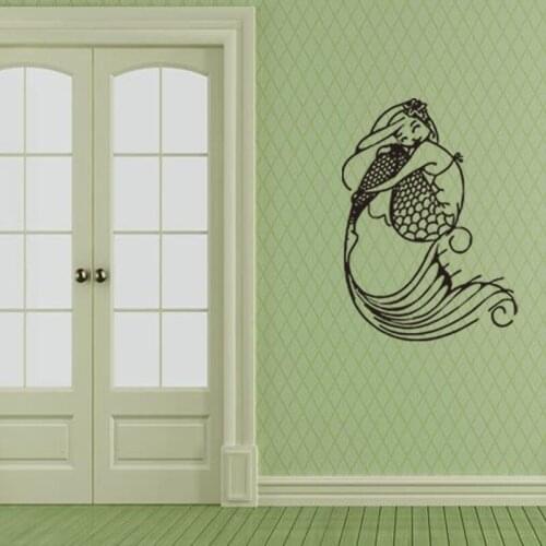 Cartoon mermaid vinyl wall decal home decor girls room living room wallpaper removable wall stickers