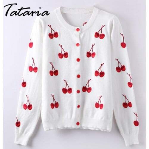 Tataria Knitted Cardigan Women Slim Floral Sweater Women Cardigan Knitted Sweater Coat Long Sleeve Crochet Female Jumpers Ladies