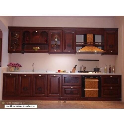 Solid wood high quality kitchen cabinet (LH-SW024)